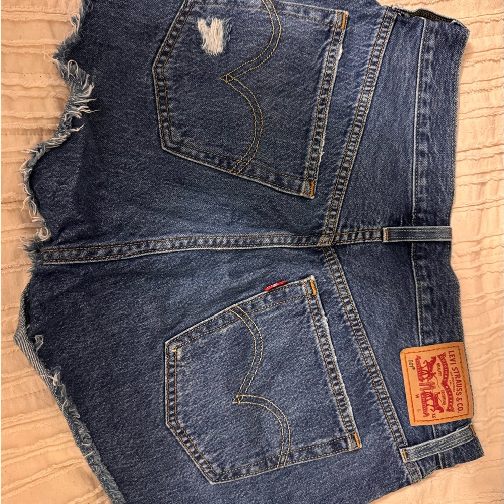 Levi’s 501 dark wash denim shorts